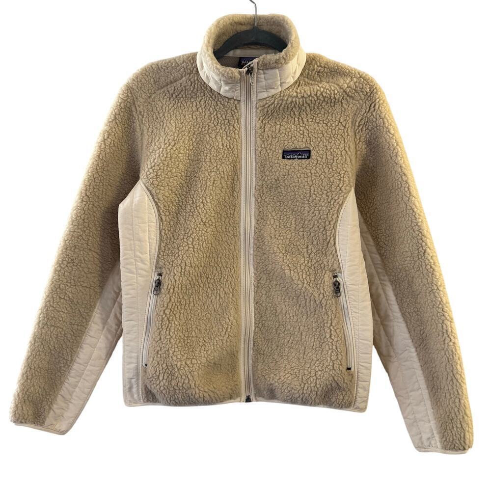 Vintage Patagonia Women's Synchilla Full Zip Jacket Sherpa Size Medium Cream